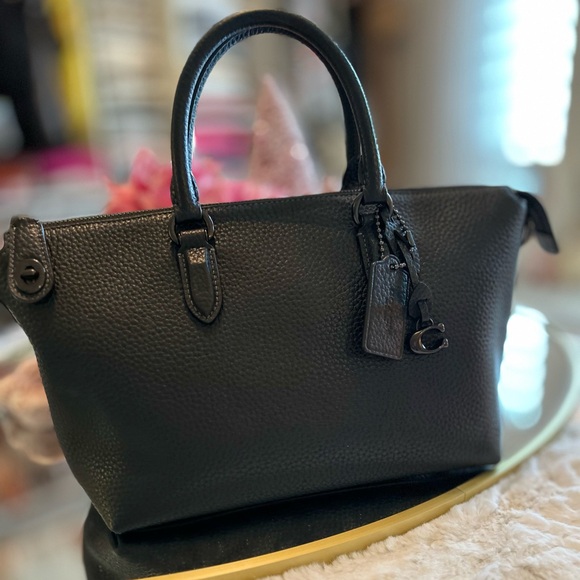 Coach Handbags - Coach Black Pebble Leather Cara Satchel NWT